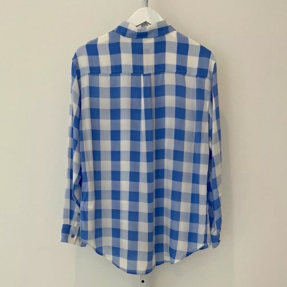 EQUIPMENT BLUE WHITE CHECKERED SILK SHIRT SIZE MEDIUM - Picture 8 of 17